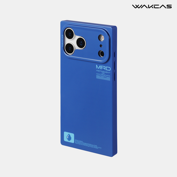 WAKCAS Matte Blue Square iPhone Case – Slim Protective Cover with Unique Edgy Design