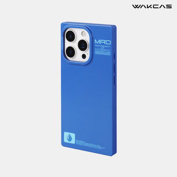 WAKCAS Matte Blue Square iPhone Case – Slim Protective Cover with Unique Edgy Design