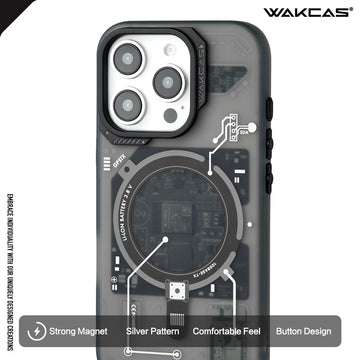 Wakcas Black Circuit Board iPhone Case - Trendy Magnetic Mechanical Protective Cover