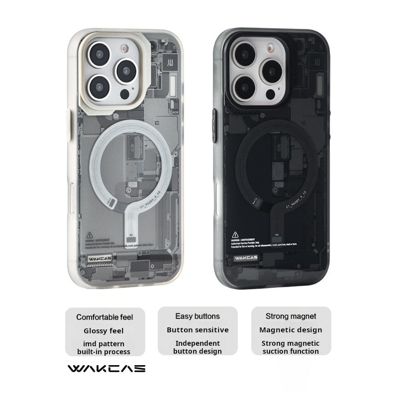 Frosted Circuit Design Magnetic Apple iPhone Case – Trendy Mechanical Style