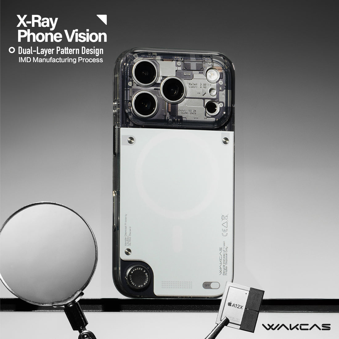 WAKCAS Gloss Black See-Through MagSafe iPhone Case