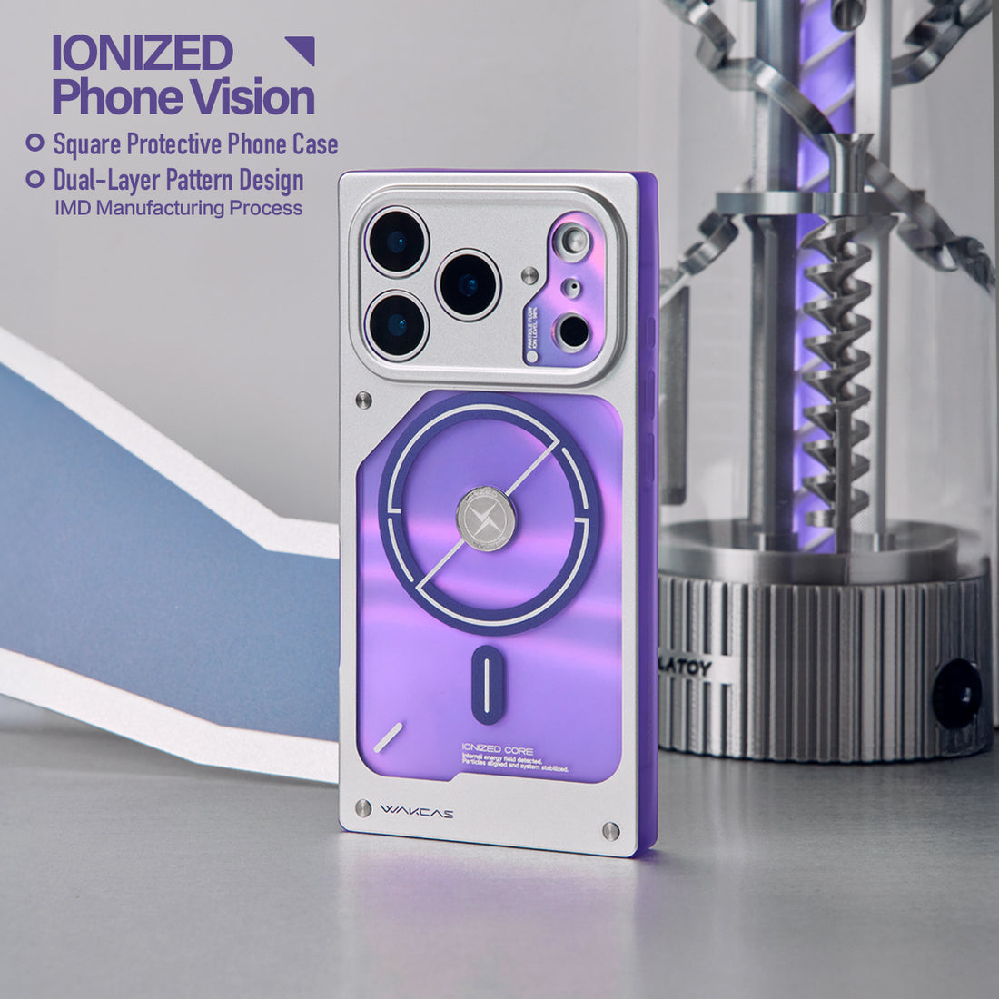 WAKCAS Square Purple Electroplated MagSafe iPhone Case