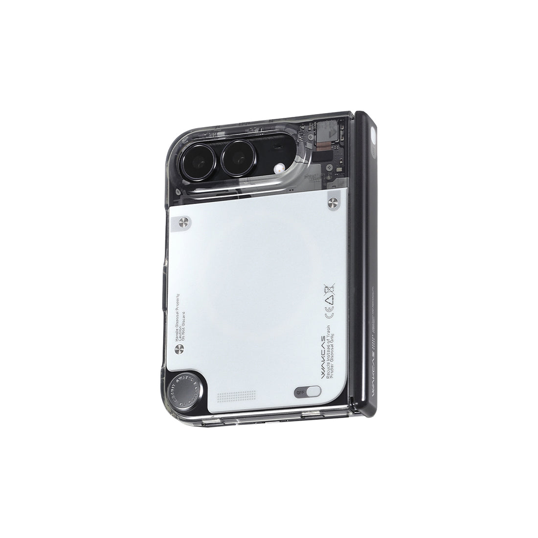WAKCAS Gloss Black See-Through MagSafe Case for iPhone Duo