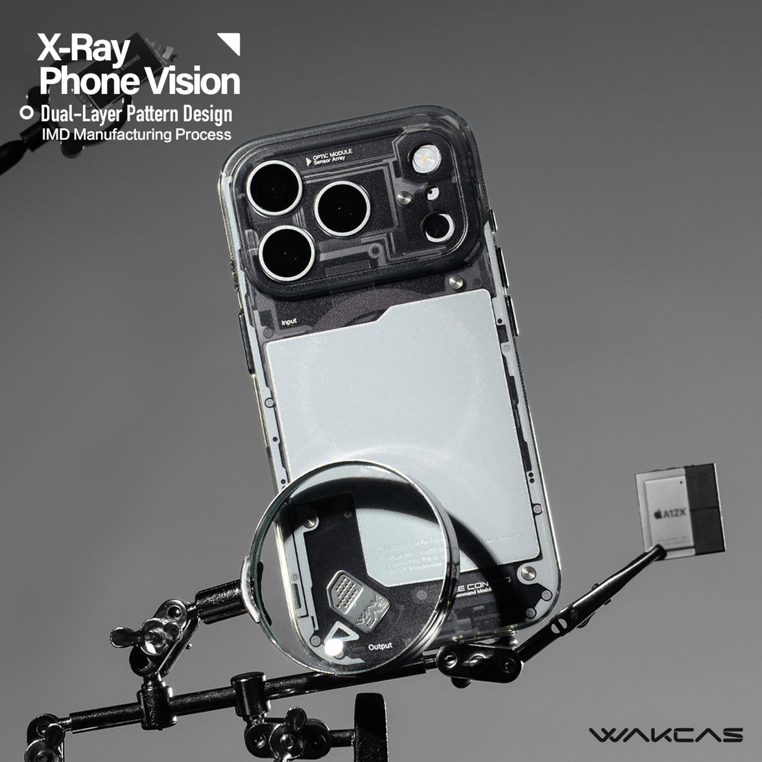 WAKCAS Black See-Through Matte MagSafe iPhone Case
