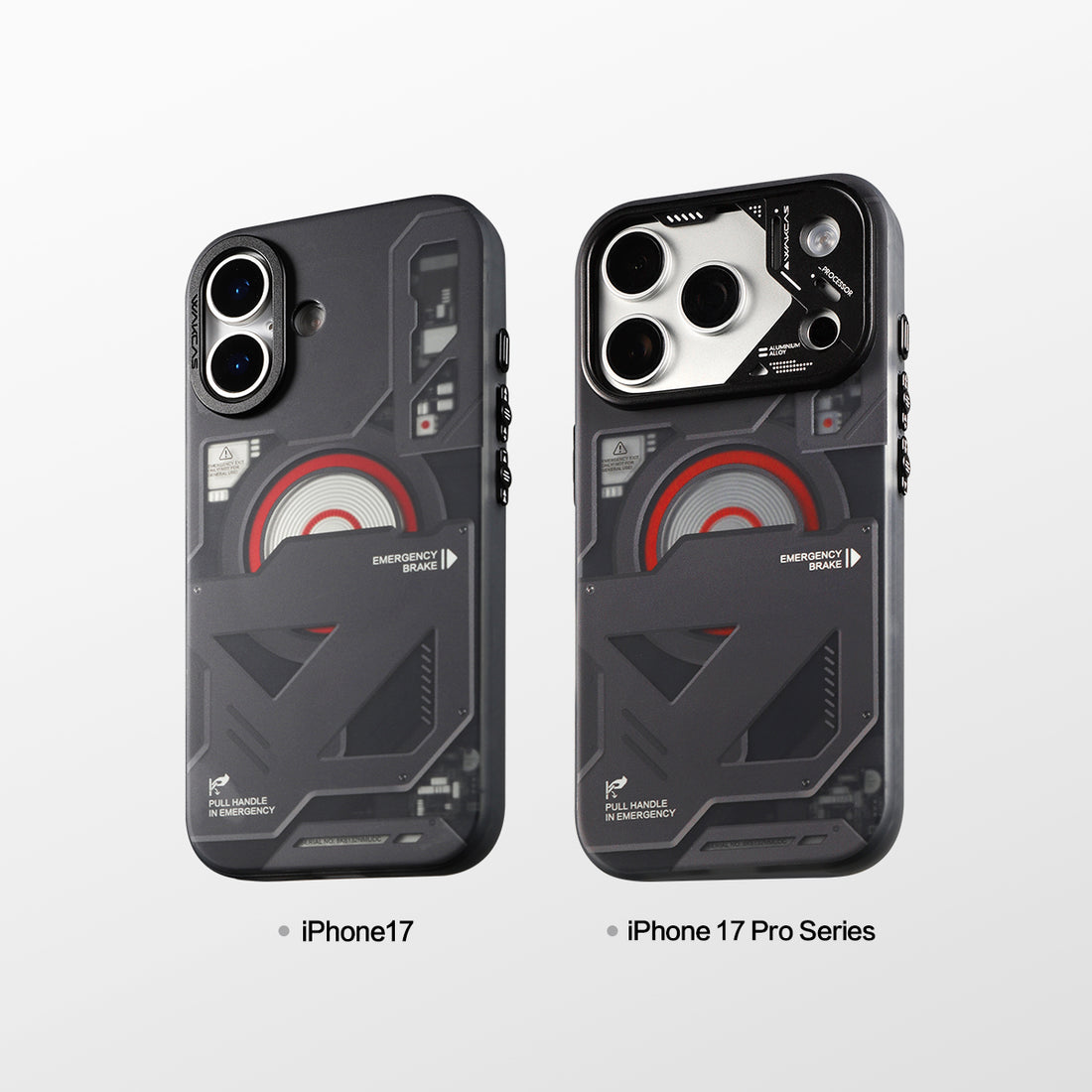 Wakcas Black Emergency Panel iPhone Case - Sleek Matte Magnetic Protective Cover