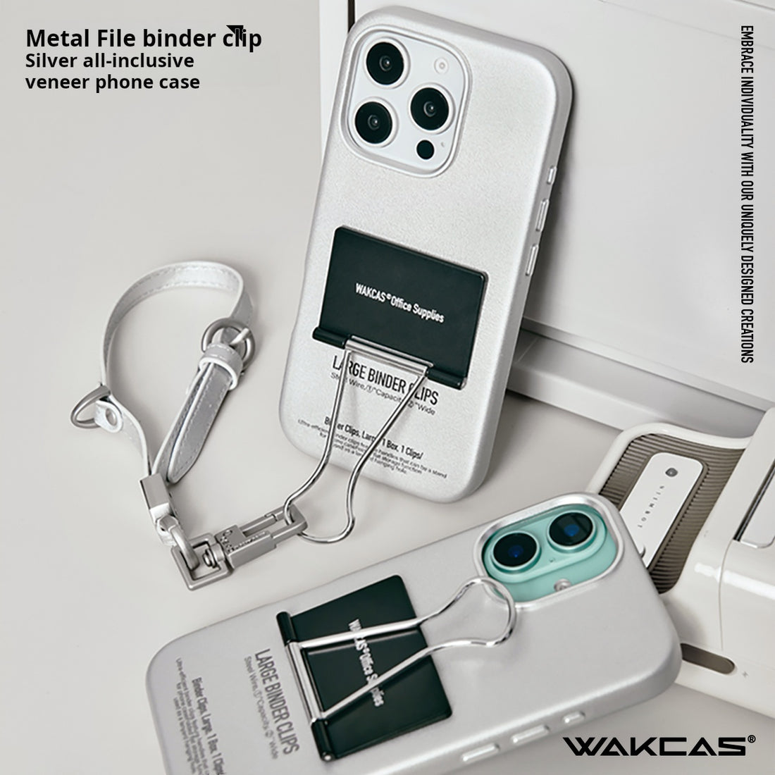 WAKCAS Niche Design Leather Stand Folder Case for iPhone