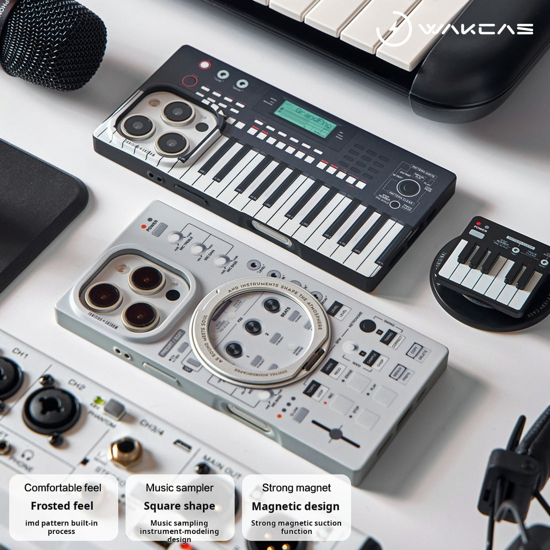 Wakcas Magnetic iPhone 16 / 15 Pro Max Case – Music Sampler Design, Trendy & Original