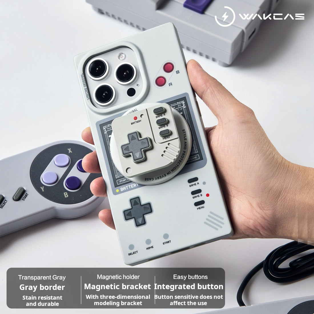 Wakcas Retro Gaming iPhone 16 / 15 Pro Max Case – Matte & Mechanical Style